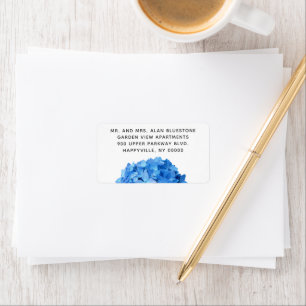 Blue Hydrangea Fleurs Large Étiquette de adresse