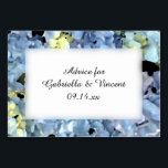 Blue Hydrangea Fleurs Mariage Cartes de conseil<br><div class="desc">Demandez à vos invités de partager leurs paroles de sagesse avec le couple marié avec l'élégante Blue Hydrangea Flowers Mariage Advice Cards. Personnalisez-les avec le nom de la mariée et du marié et la date de la cérémonie de mariage pour le jardin. Ces cartes-conseils personnalisées à fleurs présentent une numériquement...</div>
