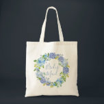 Blue Hydrangea Floral | Bridesmaid Sac fourre-tout<br><div class="desc">Blue Hydrangea Floral | Cadeau Sac fourre-tout Bridesmaid | Fleurs d'aquarelle bleue</div>