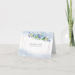 Blue Hydrangea Floral Gold Frame Carte de remercie
