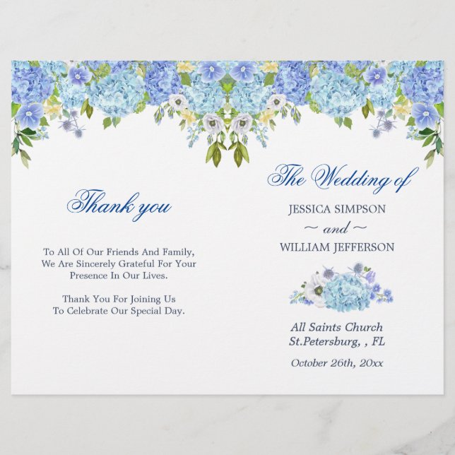 Blue Hydrangea Floral Greenery Plier Mariage (Devant)