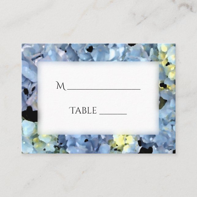 Blue Hydrangea Floral Mariage Cartes de Place (Devant)