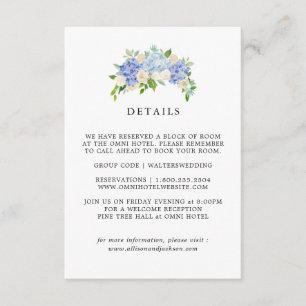 Blue Hydrangea Floral Mariage Détails Cartes