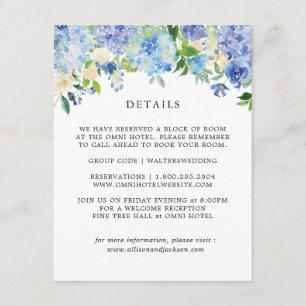 Blue Hydrangea Floral Mariage Détails Cartes
