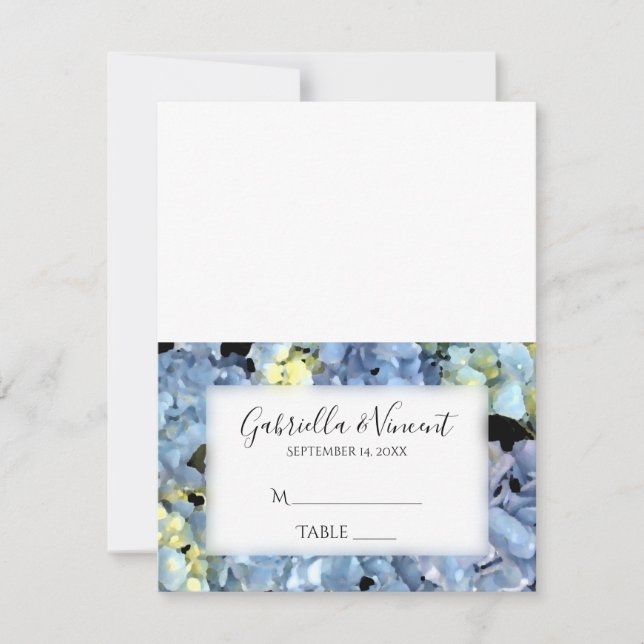 Blue Hydrangea Floral Mariage Réception Carte Plac (Devant)