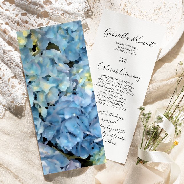 Blue Hydrangea Floral Wedding Programme (Créateur téléchargé)