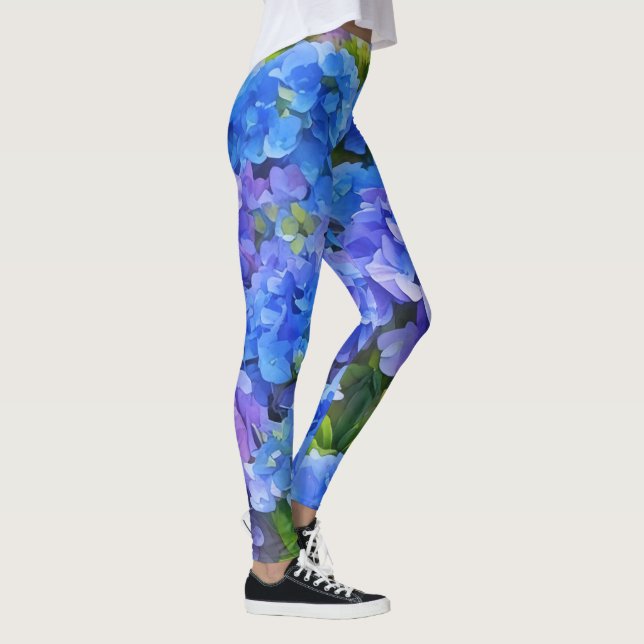 Blue Hydrangea Garden Art Leggings (Droite)
