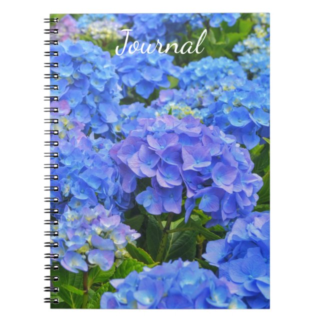 Blue Hydrangea Garden Flowers Journal Spiral (Devant)