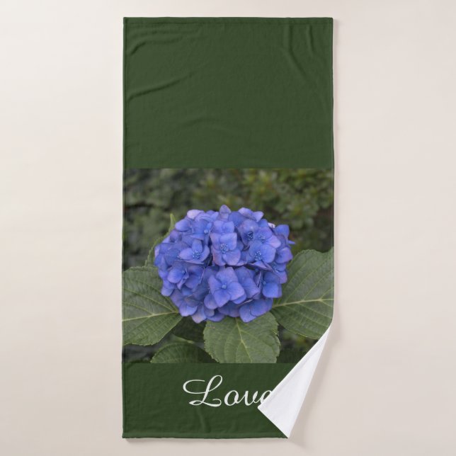 Blue Hydrangea Green Feuilles (Serviette de bain)