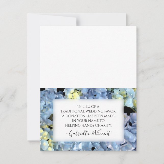 Blue Hydrangea Mariage Charity Favoriser Card (Devant)