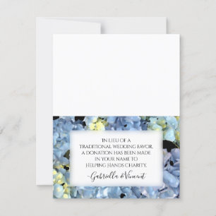Blue Hydrangea Mariage Charity Favoriser Card