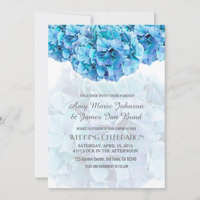 Blue hydrangea mariage invitations hydrangea3 (Devant)