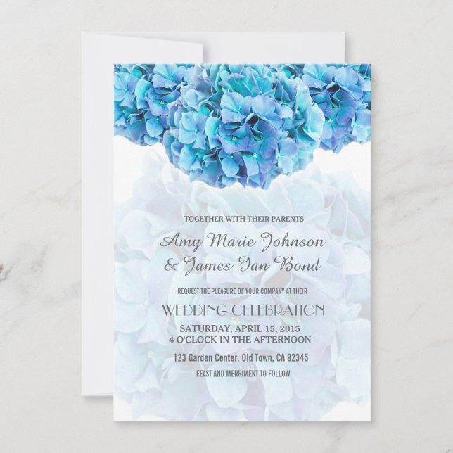 Blue hydrangea mariage invitations hydrangea3 (Devant)