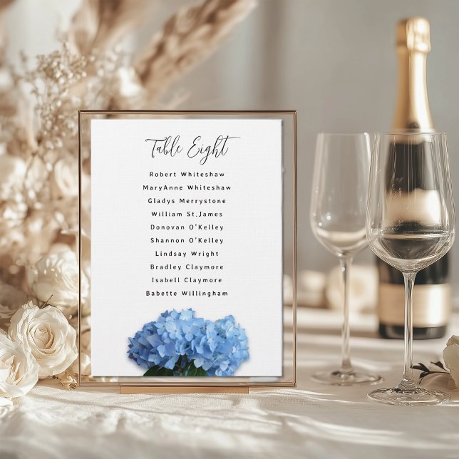 Blue Hydrangea Mariage Numéro de table Sièges invi (Créateur téléchargé)