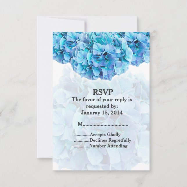 Blue hydrangea mariage personnalisé RSVP hydrangea (Devant)