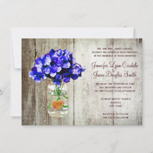 Blue Hydrangea Mason Jar Invitations de mariage