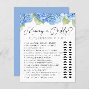 Blue Hydrangea Mommy ou Daddy Baby shower Games