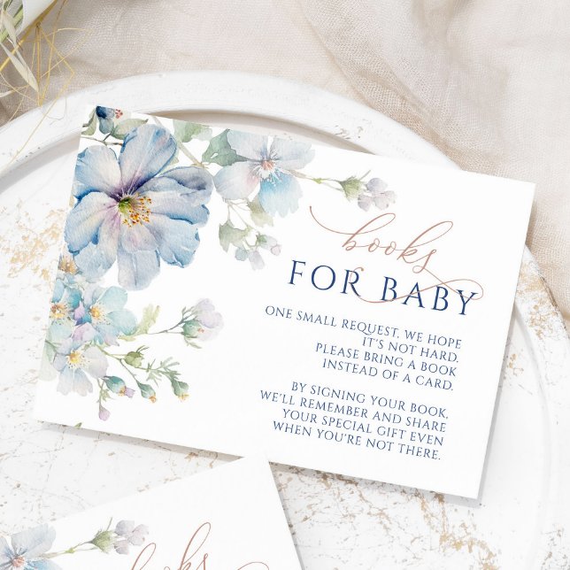 Blue Hydrangea & Rose Flowers Livres Demande Carte (Créateur téléchargé)