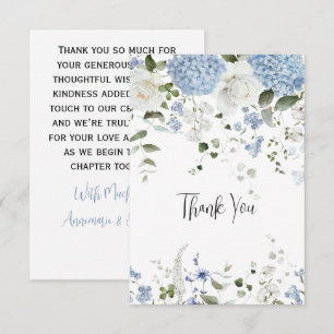 Blue Hydrangea Roses blanches Mariage Merci