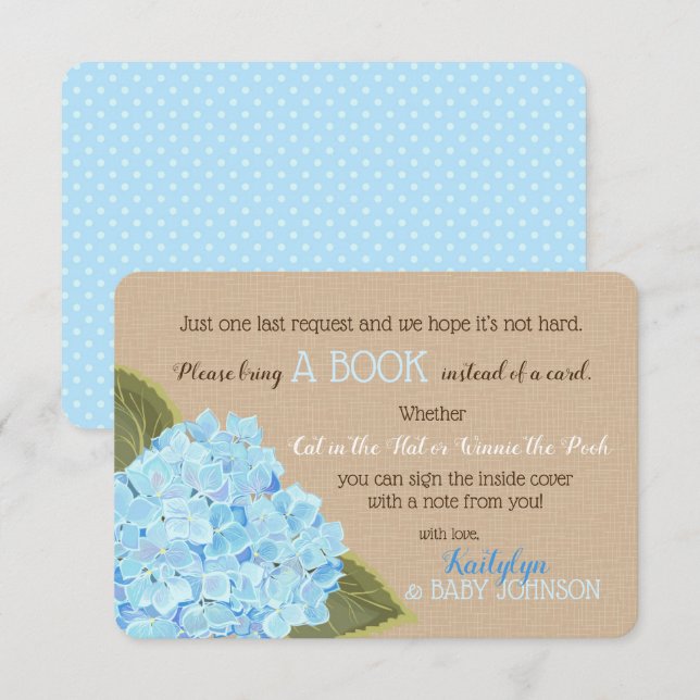 Blue Hydrangea Rustic Lire une carte de livre (Devant / Derrière)