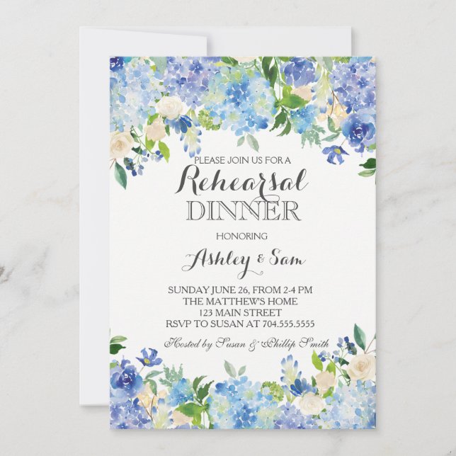 Blue hydrangea Shower Invitation (Devant)