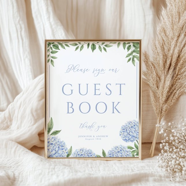 Blue Hydrangea Signer notre livre d'or Poster de m (Créateur téléchargé)
