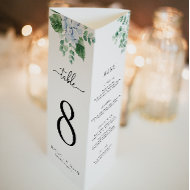 Blue Hydrangea Tri-Fold Mariage Menu Numéro de tab