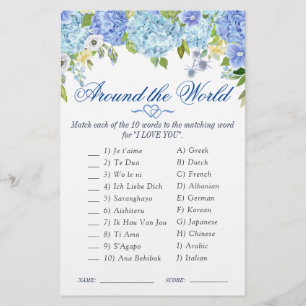 Blue Hydrangea Watercolor Fête des mariées Jeu
