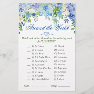 Blue Hydrangea Watercolor Fête des mariées Jeu