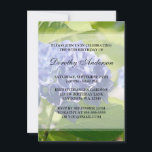 Blue Hydrangeas 90th Birthday Party Invitations<br><div class="desc">Invitation en style vos invités avec cette invitation à la fête du 90e anniversaire avec une photo de magnifiques fleurs bleues de Hydrangeas. Parfait pour une fête de 90 ans. customisez facilement avec vos détails de fête !Taille:4.5 cm x 6.25 cm</div>