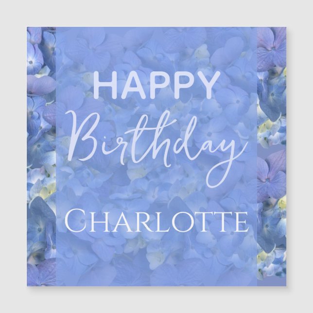 Blue Hydrangeas Blooms Joyeux Anniversaire Nom per (Devant)