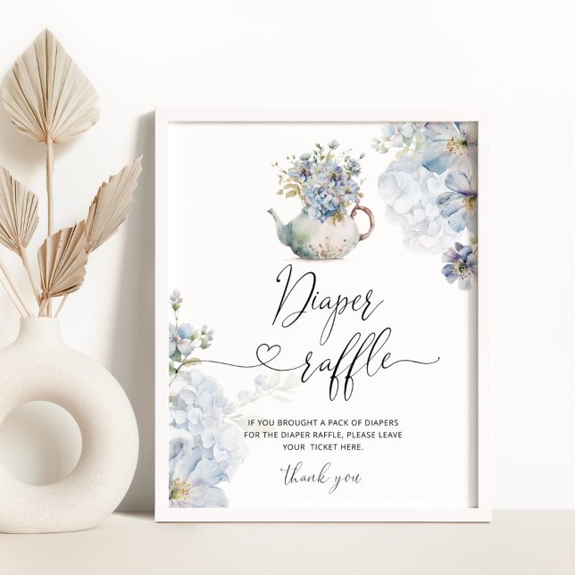 Blue Hydrangeas élégante tombola Poster (Créateur téléchargé)