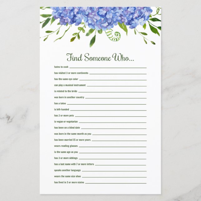 Blue Hydrangeas Floral Trouver Quelqu'Un Qui (Devant)