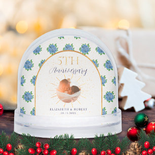 Blue Hydrangeas Gold Custom Photo 5e anniversaire