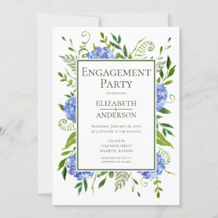 Blue Hydrangeas Invitation de la partie d'engageme