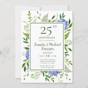 Blue Hydrangeas Invitation du 25e anniversaire