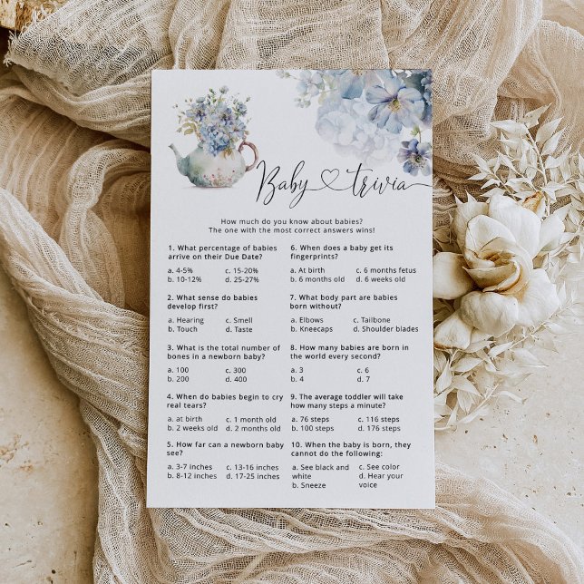 Blue Hydrangeas jeu fleur sauvage bébé trivia (Créateur téléchargé)