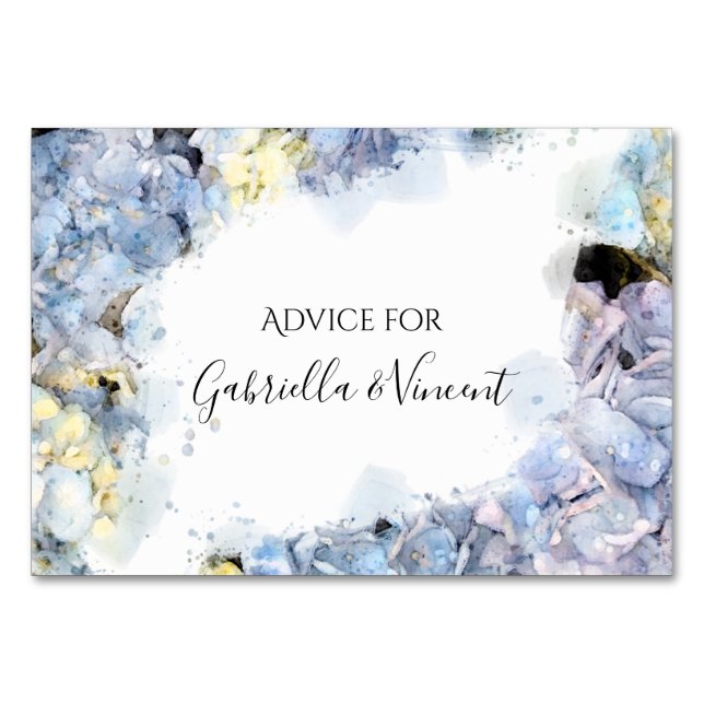 Blue Hydrangeas Watercolor Mariage Cartes de conse (Devant)