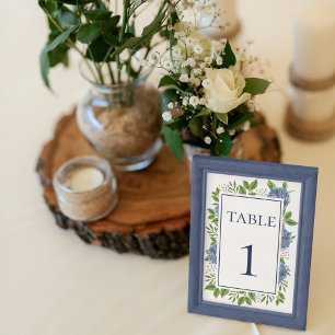 Blue Hydrangeas Watercolor Mariage Numéro de table