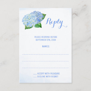 Blue Hydrangeas Watercolor Mariage Répondre Cartes