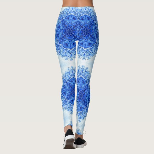 Blue India design leggings yoga pant (Dos)