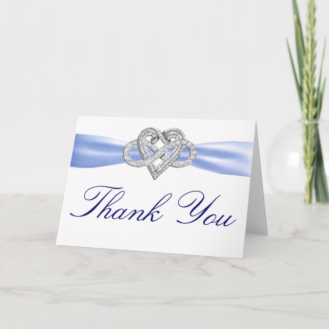 Blue Infinity Heart Carte de remerciements (Devant)