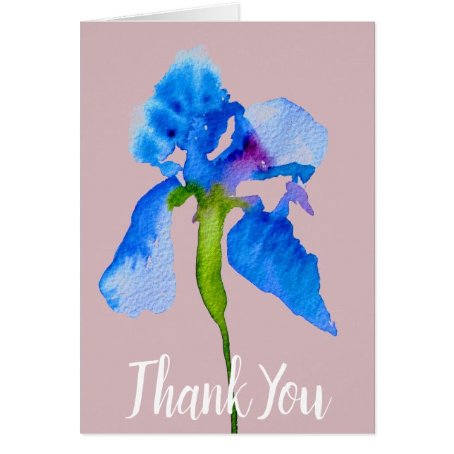 Blue Iris moderne aquarelle art floral (Devant)