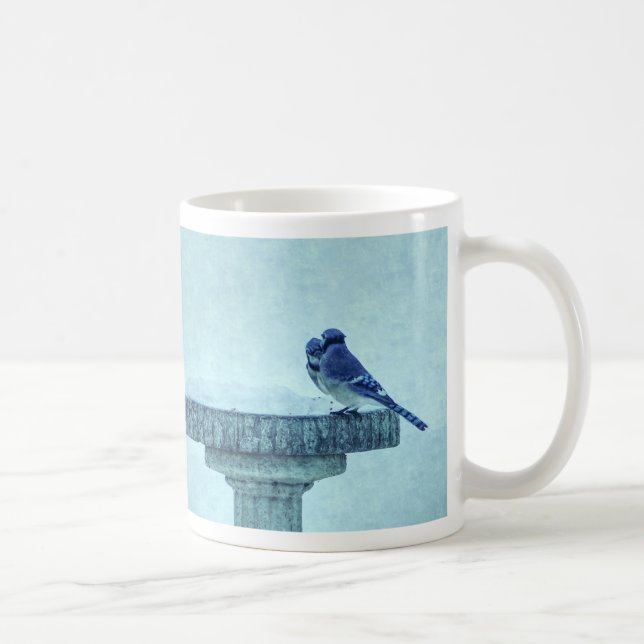 Blue Jays Winter Nourriture Painterly Café Mug (Droite)