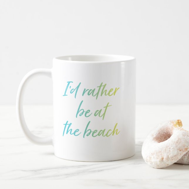 Blue Je Préférerais Être À La Mug De Café De Plage (Avec donut)