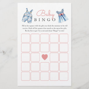 Blue Jean Baby Baby shower Bingo Jeu