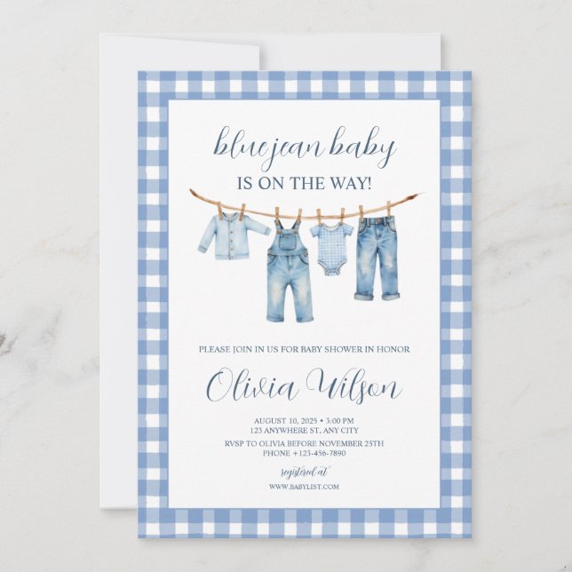 Blue Jean Baby  Baby Shower Invitation  (Devant)