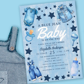 Blue Jean Baby Boy Baby Shower Invitation