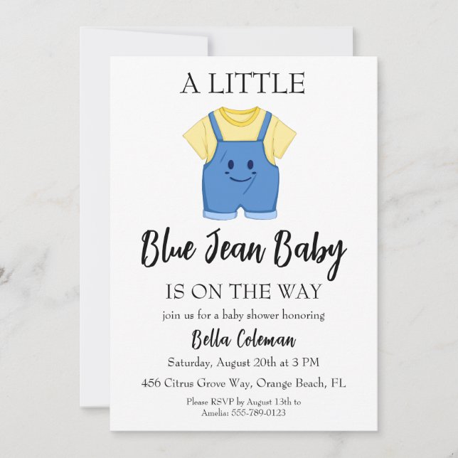 blue jean baby shower invitations (Devant)