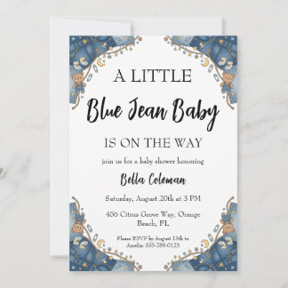 blue jean baby shower invitations